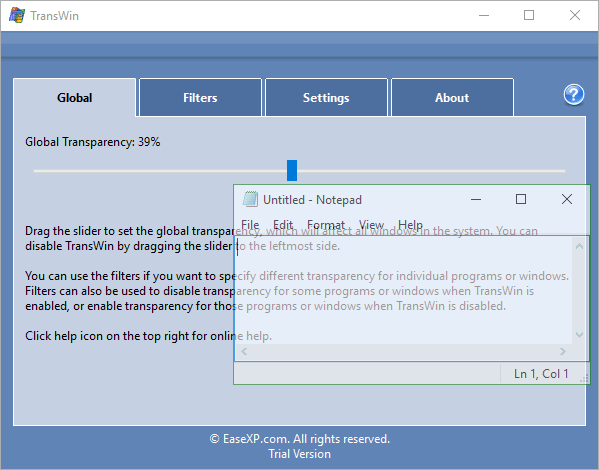 windows transparency software